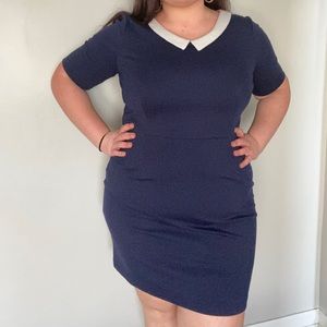 Peter Pan collar, short sleeve bodycon dress